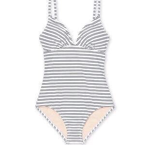 Kona Sol White and Navy Striped One-Piece Swimsuit